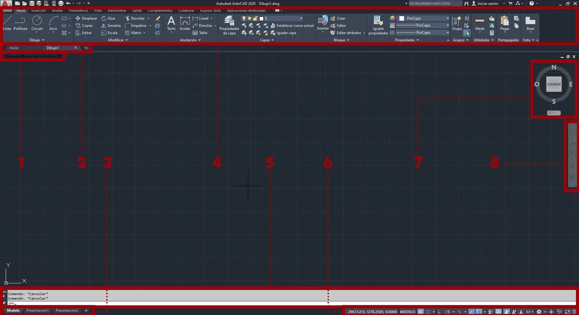 autocad como se llama la barra de area grafica - Cómo se llaman las barras de AutoCAD