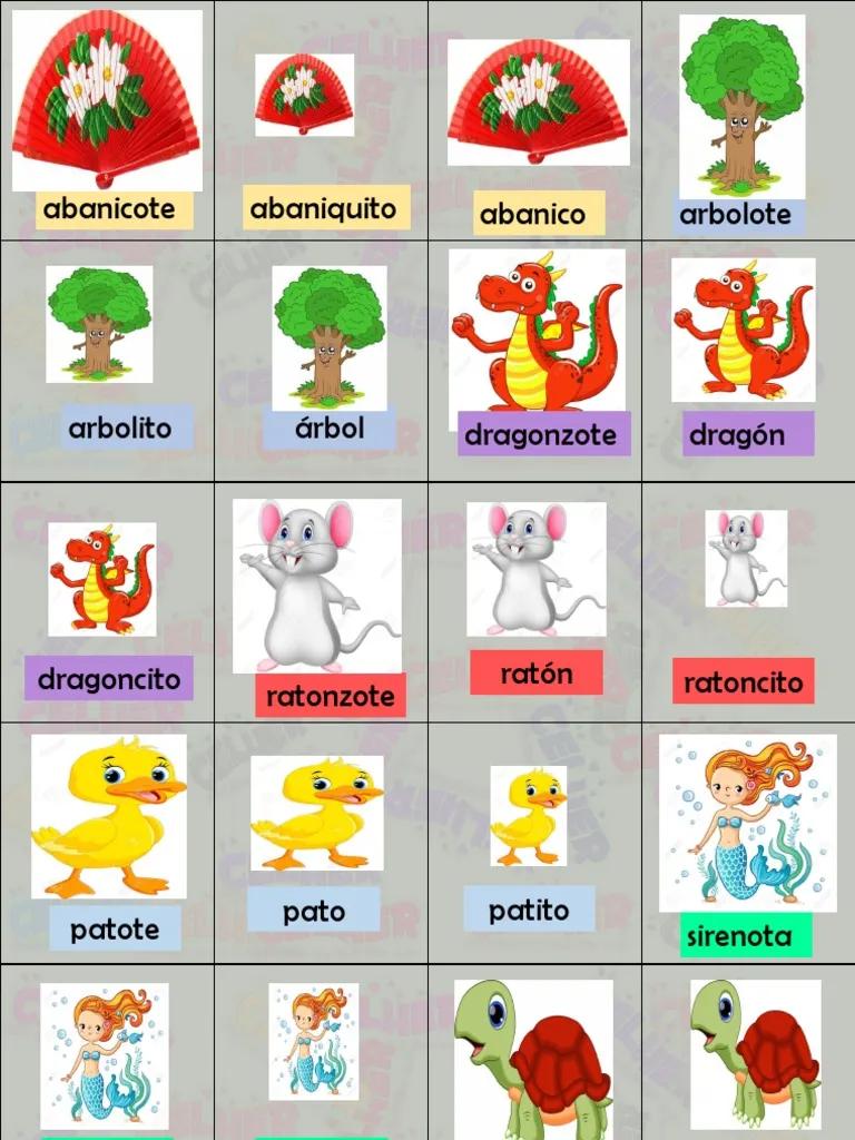 aumentativos y diminutivos inicial letra imprenta mayuscula - Cuál es la forma diminutiva en español