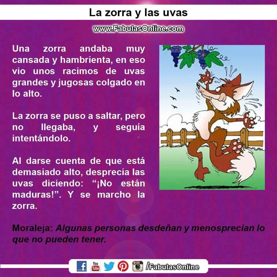 fabula la zorra y las uvas en imprenta mayúscula - Qué animal quiere comer un racimo de uvas y no lo logra